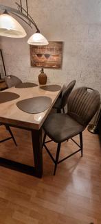 4 olijf barkrukken,  zgan, 4 krukken, Ophalen, Zo goed als nieuw, 60 tot 90 cm