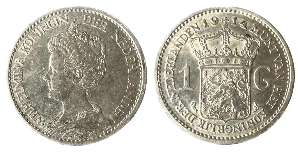 Gulden 1914 - mooie kwaliteit, Postzegels en Munten, Munten | Nederland, 1 gulden, Verzenden, Zilver, Koningin Wilhelmina