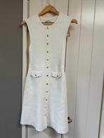 Sandro Gebreide Jurk met Gouden Knopen - Wit, Wit, Ophalen of Verzenden, Zo goed als nieuw, Knielengte
