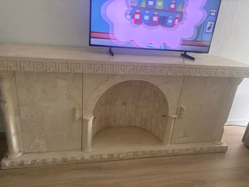 Stijlvolle Dressior van Travertin met Griekse Details, Ophalen, Overige materialen, Gebruikt, 150 tot 200 cm