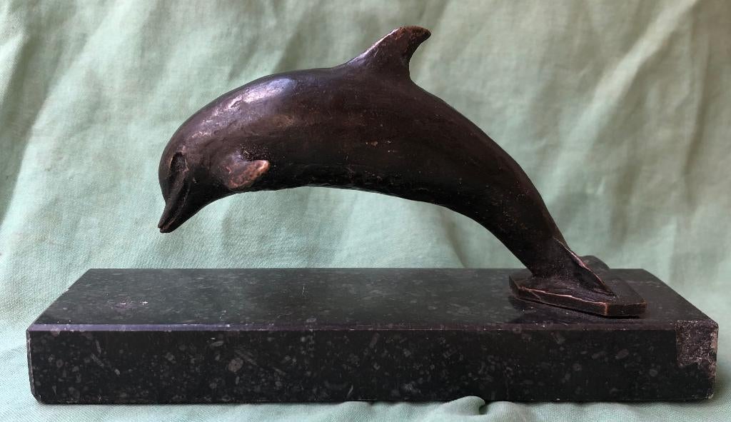 Bronzen beeldje dolfijn, Antiek en Kunst, Ophalen of Verzenden