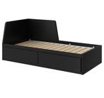 Bed bedbank 1 of 2 persoons FLEKKE, Huis en Inrichting, Ophalen, Zwart, Tweepersoons, Zo goed als nieuw