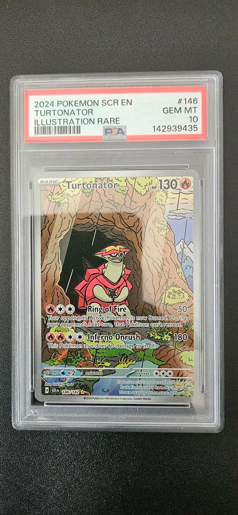 Turtonator 146 Stellar Crown PSA 10 Pokemon Kaart, Ophalen of Verzenden, Nieuw, Losse kaart, Foil