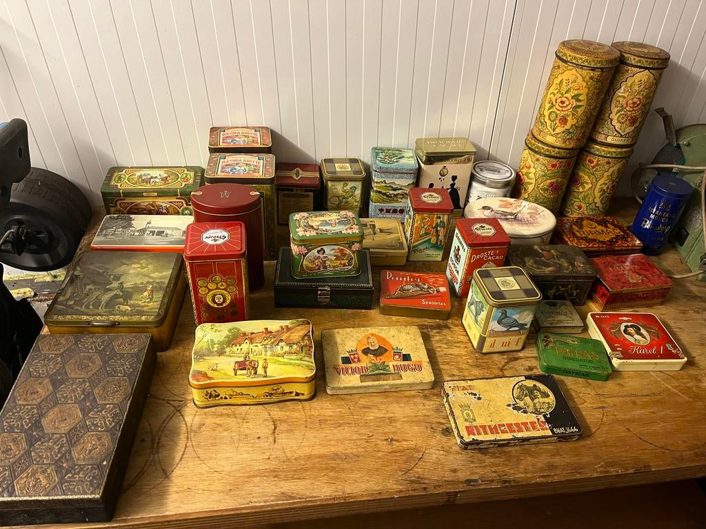 35 Antieke Blikken - Diverse Merken en Doeleinden, Verzamelen, Ophalen, Gebruikt, Overige, Overige merken