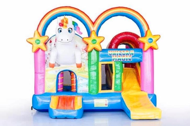 Springkussen “Unicorn” te huur, Hobby en Vrije tijd, Feestartikelen | Verhuur, Zo goed als nieuw, Overige, Ophalen of Verzenden