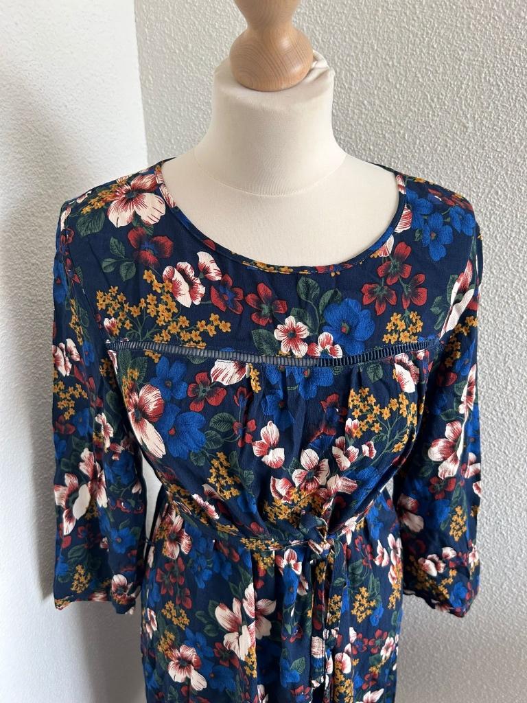 King Louie maat 40 als nieuwe bloemen jurk 400, Maat 38/40 (M), Blauw, Ophalen of Verzenden, Zo goed als nieuw