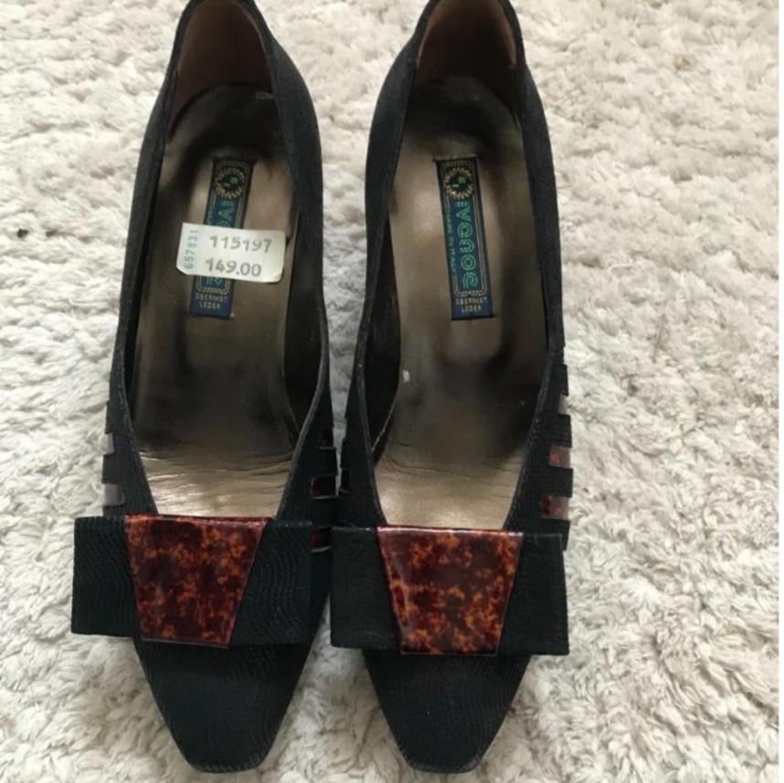 Nieuwe Vintage Leren Schoenen met Afneembaar Strikje, Ophalen of Verzenden, Nieuw, Zwart, Schoenen met lage hakken
