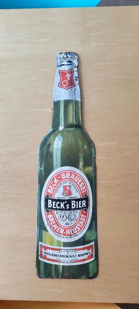 Becks bier reclamebord, Verzamelen, Ophalen of Verzenden, Gebruikt, Reclamebord, Plaat of Schild, Overige merken