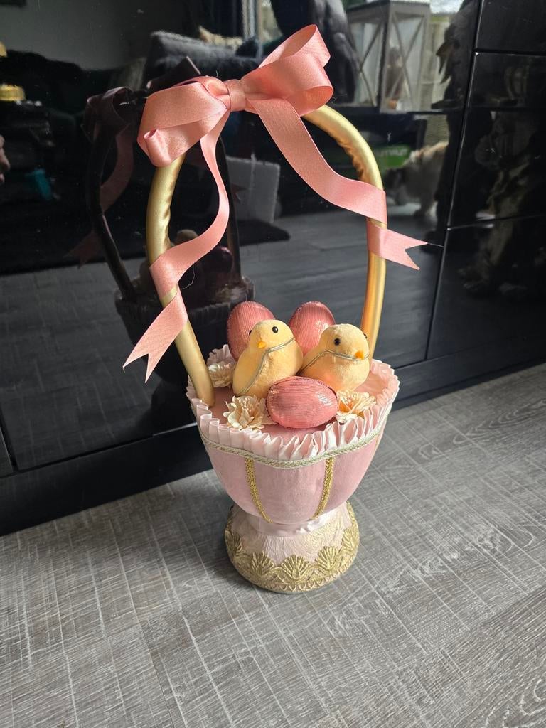 Stoffen mandje met kuikens en eitjes, Ophalen of Verzenden, Nieuw, Dier