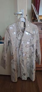 Unieke leren jas met metallic accenten, Maat 38/40 (M), Beige, Ophalen of Verzenden, Onbekend