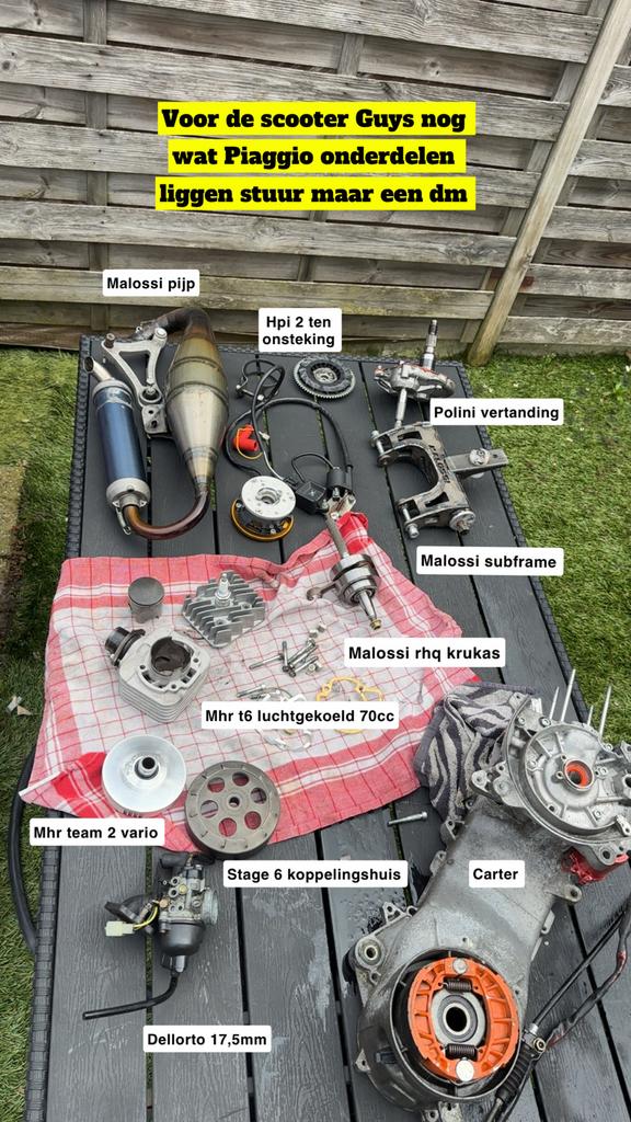 Piaggio onderdelen: Malossi, HPI, Polini, Dellorto, Stage 6, Ophalen of Verzenden, Gebruikt, Overige typen, Piaggio