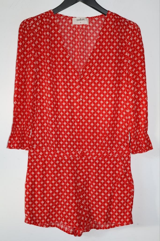 Ba&sh jumpsuit rood met wit patroon, maat 0 (34/XS), Kleding | Dames, Jumpsuits, Ba&sh.nl, Ba&sh, NL, Ophalen of Verzenden