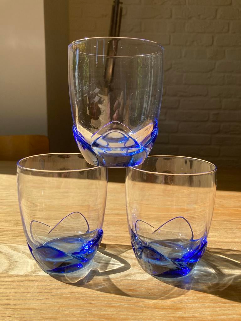Vintage Bormioli Rocco Bouquet waterglazen saffierblauw, Verzamelen, Glas en Borrelglaasjes, Ophalen of Verzenden, Zo goed als nieuw