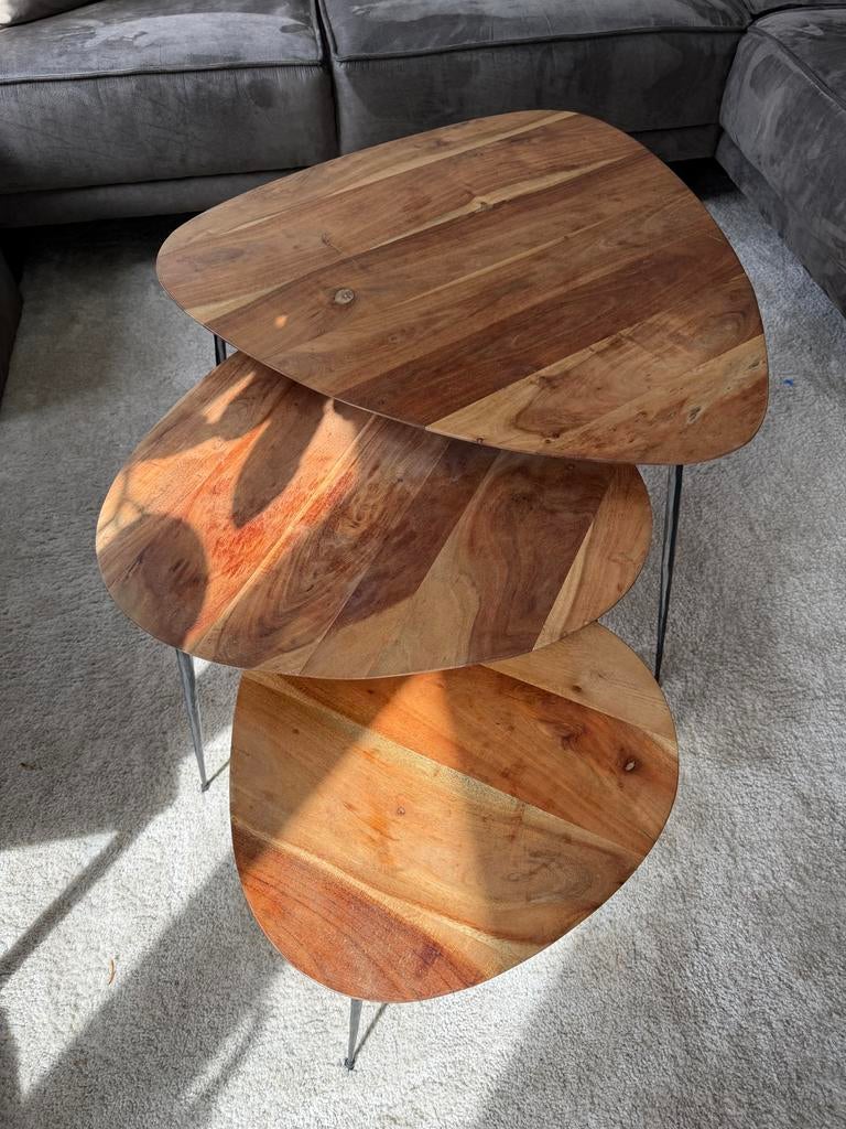 Driedelige set salontafels, Ophalen, Gebruikt, 50 tot 100 cm, Overige vormen