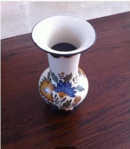 Vaas vintage Flora Gouda plateel H 25 br 15 cm, Antiek en Kunst, Ophalen of Verzenden