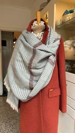 Warme 30% WOL XL shawl, grijs/rood, visgraat/pied de poule., Kleding | Dames, Jassen | Winter, Ophalen of Verzenden, Zo goed als nieuw