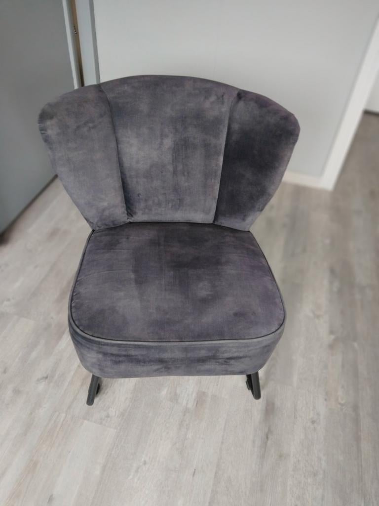 IZGS/ TOP FAUTEUIL /VELVET STOF ANTRACIET/LEUK ZITPRIJSJE., Huis en Inrichting, Fauteuils, Ophalen, Minder dan 75 cm, Zo goed als nieuw