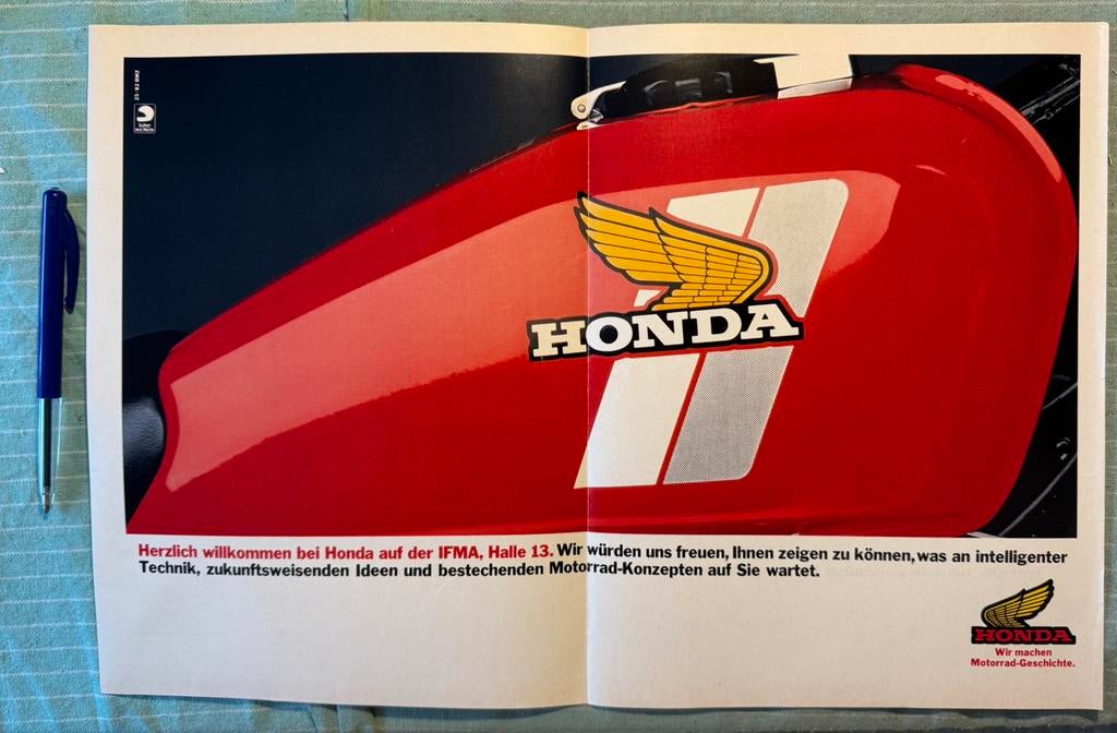 Advertentie Honda jaren ‘80, Verzenden, Zo goed als nieuw, Motoren