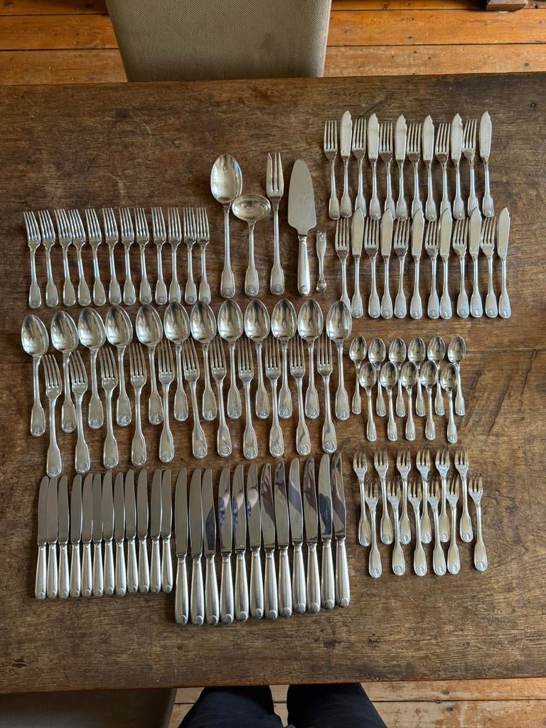 Christofle Vendome/Arcanta 12p verzilverd bestek igst, Ophalen of Verzenden