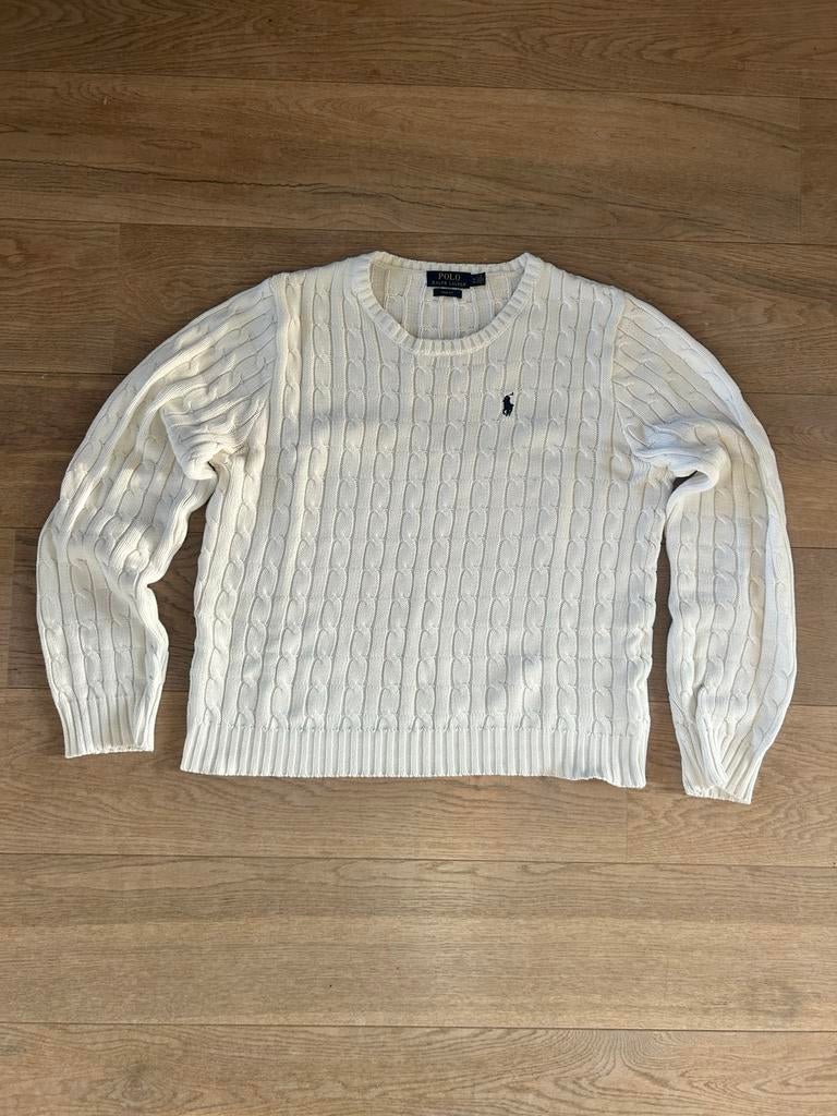 Polo Ralph Lauren Kabelgebreide Trui Slim Fit Wit, Ophalen of Verzenden, Zo goed als nieuw, Maat 46/48 (XL) of groter, Wit
