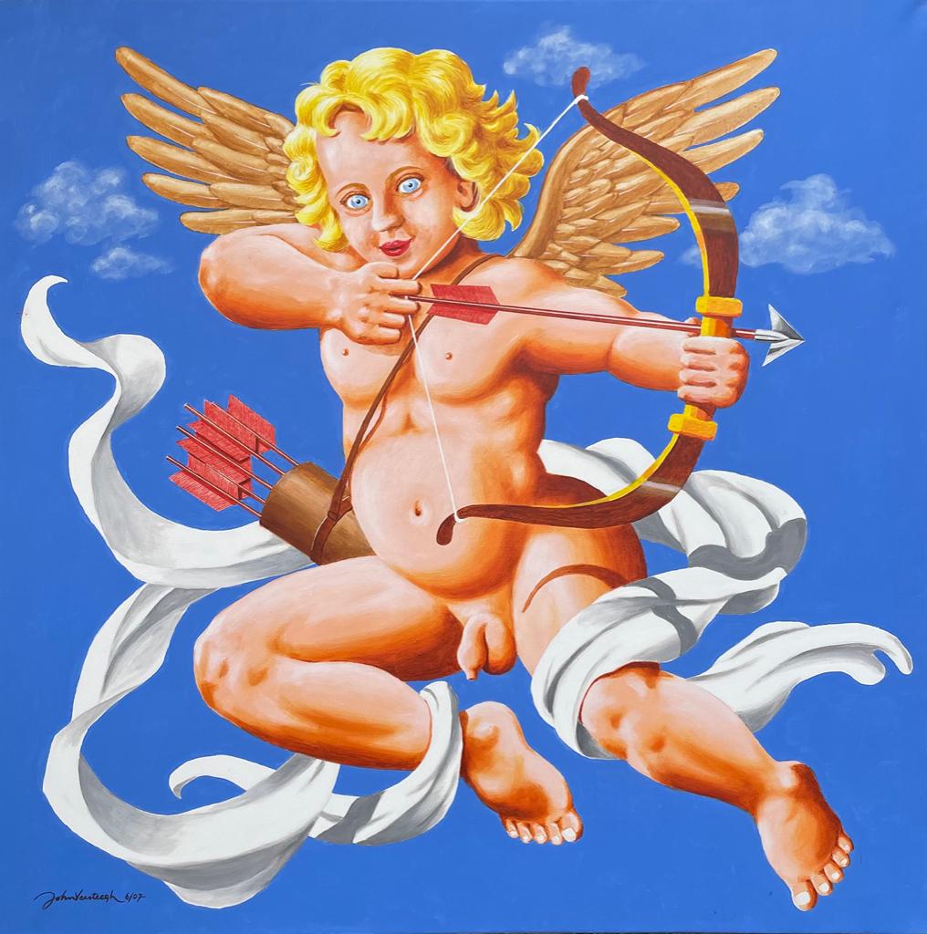 Schilderij van Cupido 100x100cm, Antiek en Kunst, Ophalen