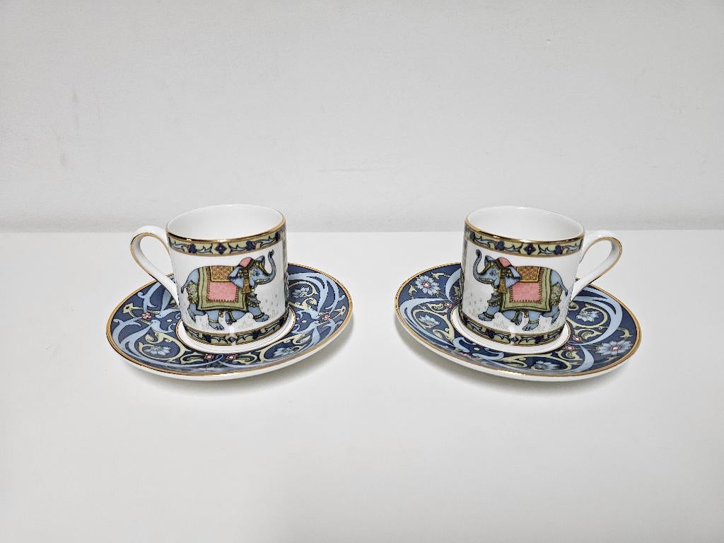 Wedgwood Blue elephant kopjes / schoteltjes voor €30,-, Ophalen of Verzenden, Zo goed als nieuw, Nvt, Overige stijlen