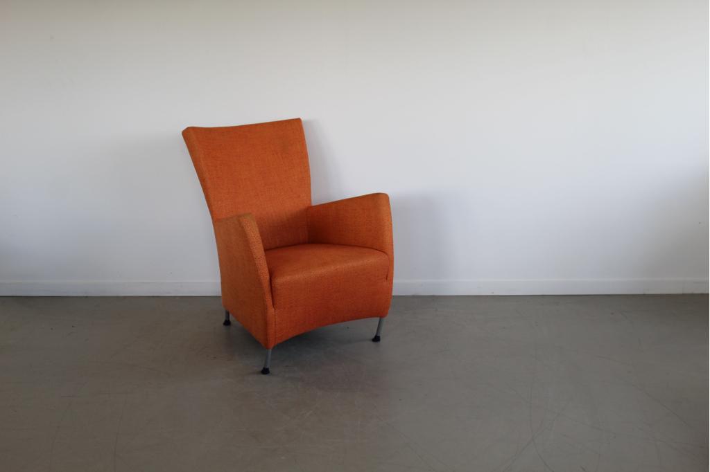 Montis Windy Fauteuil Oranje Stof Gemêleerd – Staal, Huis en Inrichting, Niet ingevuld, Gebruikt, Niet ingevuld, 75 tot 100 cm