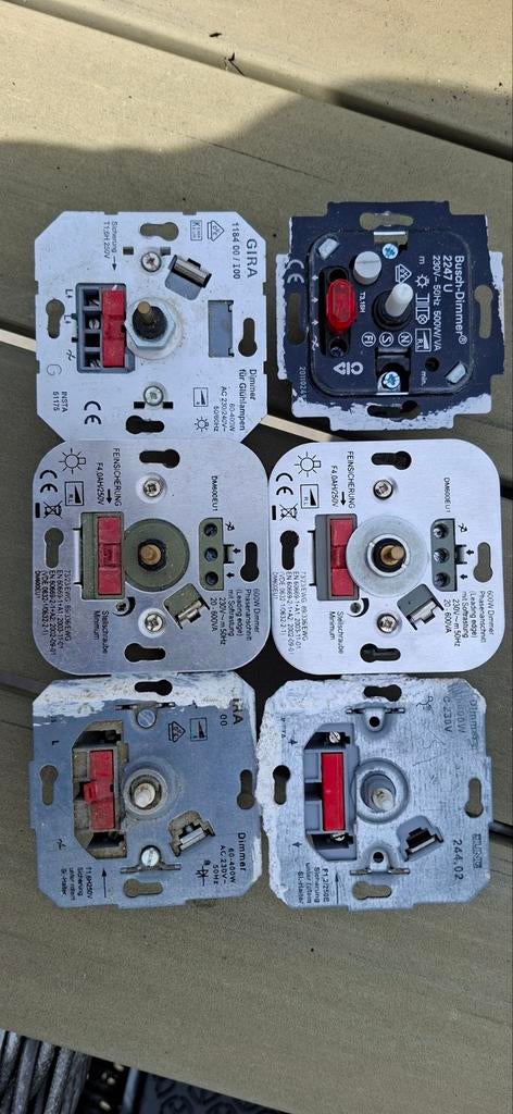 6 Dimmers in 1 koop - Gira en Peha en busch, Doe-het-zelf en Verbouw, Ophalen of Verzenden, Gebruikt, Schakelaar