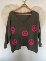 Groene trui met roze peace logo, Kleding | Dames, Ophalen of Verzenden, Zo goed als nieuw, Groen