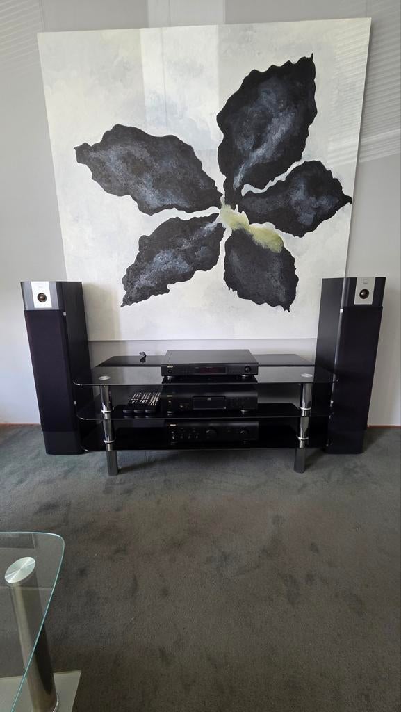 Denon geluidsinstallatie met 2 Dali Speakers, Audio, Tv en Foto, Luidsprekers, Ophalen, Zo goed als nieuw, Front, Rear of Stereo speakers