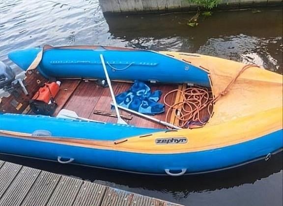 Zephyr 504 4.70m rubberboot van hypalon jaren 70/80, Watersport en Boten, Rubberboten, Gebruikt, Overige brandstoffen, Hout, Minder dan 70 pk