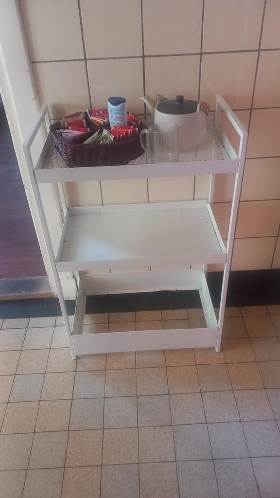 Wit metalen rekje / trolley met 3 planken, Huis en Inrichting, Ophalen