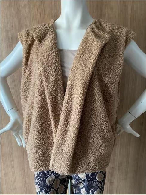 Body Warmer Beige Teddy mt. L/XL, Kleding | Dames, Bodywarmers, Ophalen of Verzenden, Zo goed als nieuw, Maat 46/48 (XL) of groter