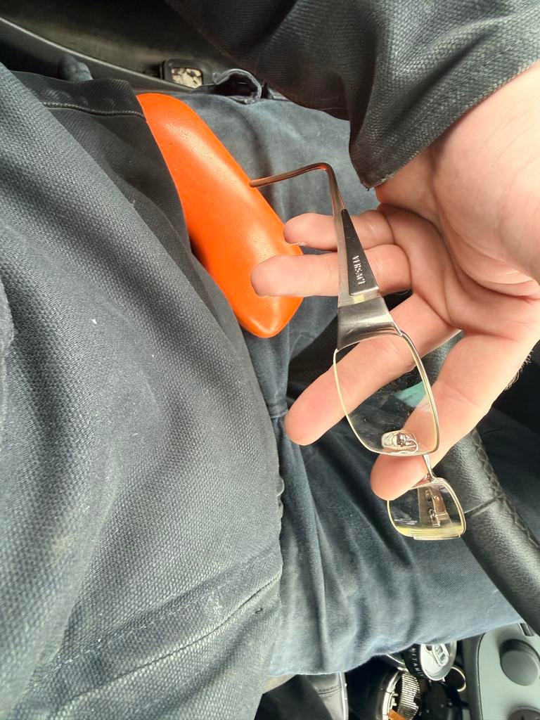 Stijlvolle Versace leesbril met metalen montuur, Overige merken, Gebruikt, Ophalen of Verzenden, Leesbril