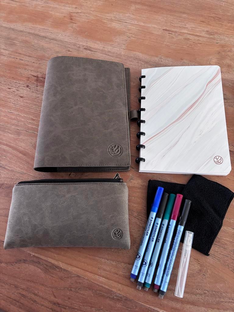 Greenbook met cover, etui en pennen, Ophalen of Verzenden, Uitwisbaar, Zo goed als nieuw, A5