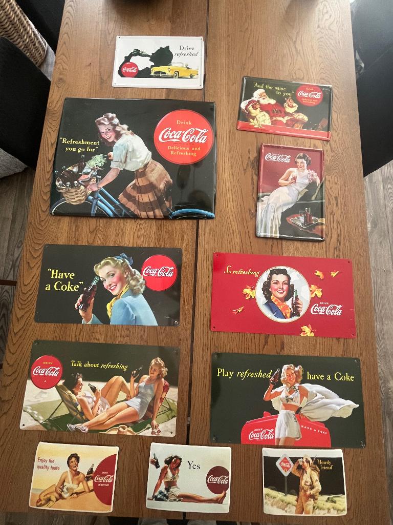 Meerdere Coca-Cola metalen / emaille borden, Ophalen, Gebruikt, Reclamebord