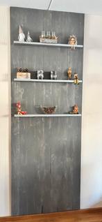 Wandplank hout,grijs, met planken voor accessoires, Ophalen, Gebruikt, 200 cm of meer, Minder dan 150 cm