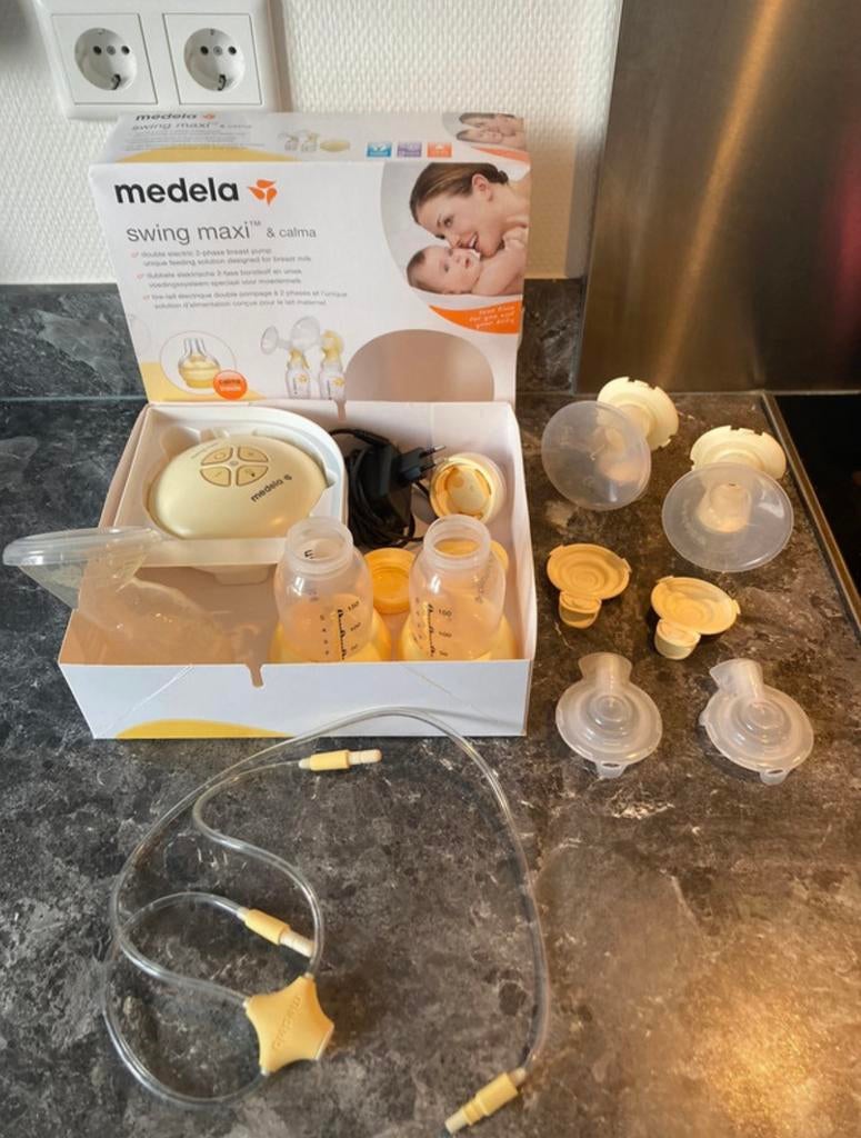 Medela swing maxi borstkolf + koeltas, koelelement & flesjes, Kinderen en Baby's, Babyvoeding en Toebehoren, Ophalen of Verzenden