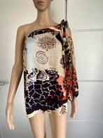 H359 Nieuw: Summum maat 38=M blouse top beige/zwart/oranje, Kleding | Dames, Blouses en Tunieken, Maat 38/40 (M), Summum, Beige