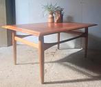 Vintage bovenkamp teak salontafel opknapper, Ophalen, Gebruikt, 100 tot 150 cm, 50 tot 100 cm