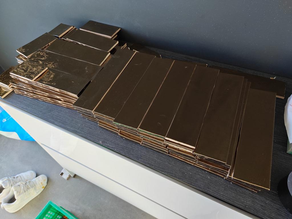 Gedemonteerde wandtegels, goudkleurig, Ophalen, Gebruikt, Minder dan 20 cm, 20 tot 40 cm