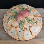Vintage Aardewerk Taartschaal met Deksel - Peren Design, Ophalen of Verzenden