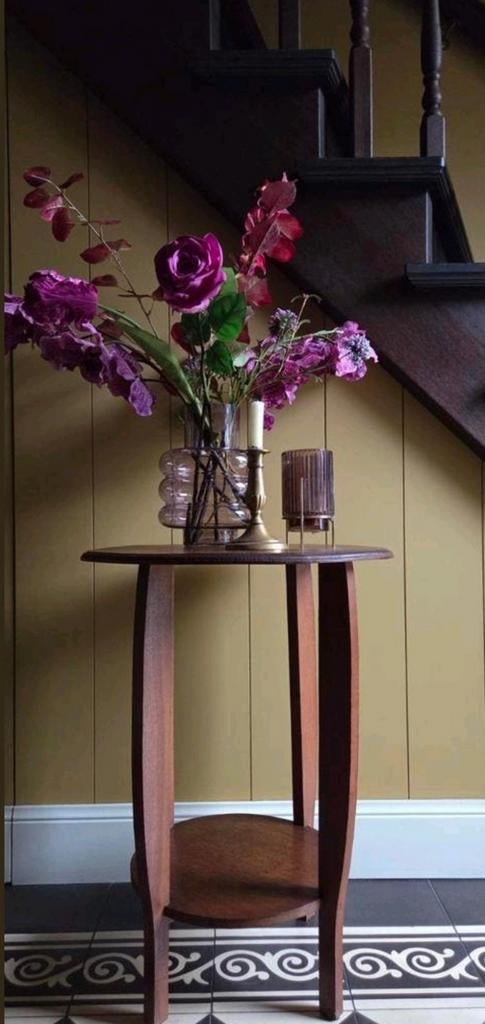 Retro vintage mid century rond bijzettafel wijntafel !, Ophalen, Minder dan 55 cm, Gebruikt, Rond