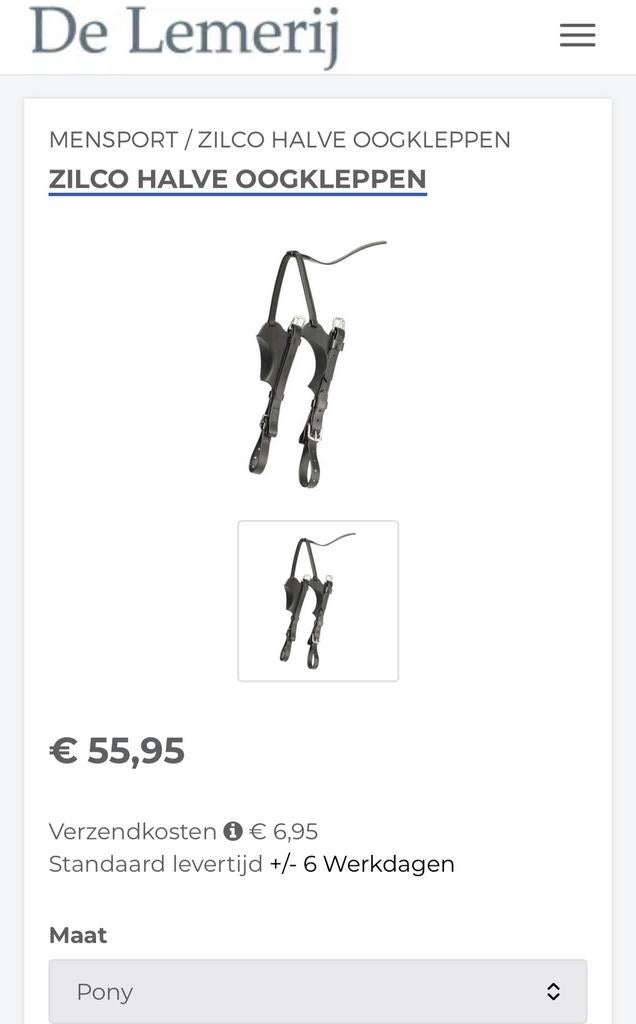 Zilco halve oogkleppen maat pony, Ophalen of Verzenden, Zo goed als nieuw, Overige soorten