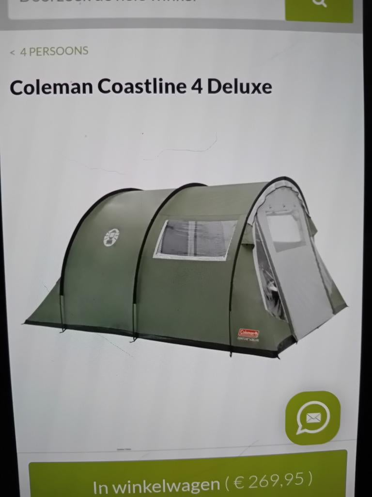 Koepeltent Coleman Coastline de luxe 4 persoons, Caravans en Kamperen, Tenten, Ophalen of Verzenden, Zo goed als nieuw