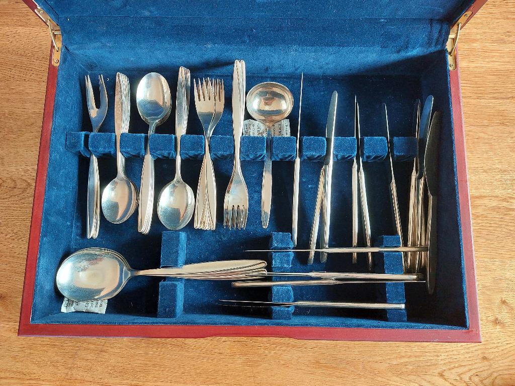 AH: nog 20 stuks verzilverd bestek houten kist | PMC-90-18/8, Ophalen of Verzenden