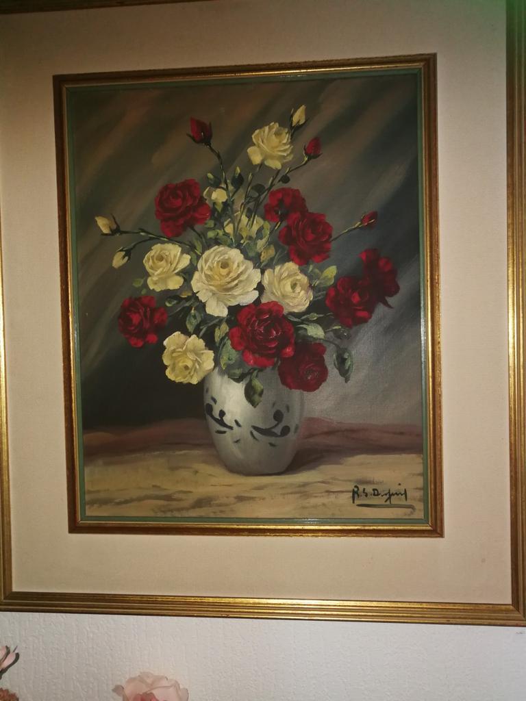 Stil leven met rozen, Antiek en Kunst, Kunst | Schilderijen | Klassiek, Ophalen of Verzenden