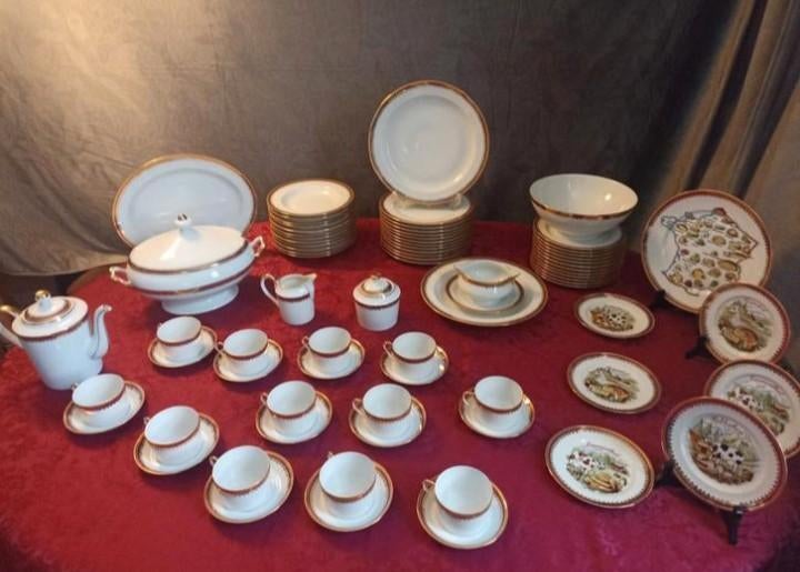 Limoges porseleinen servies voor 12 personen, Antiek en Kunst, Antiek | Porselein, Ophalen of Verzenden