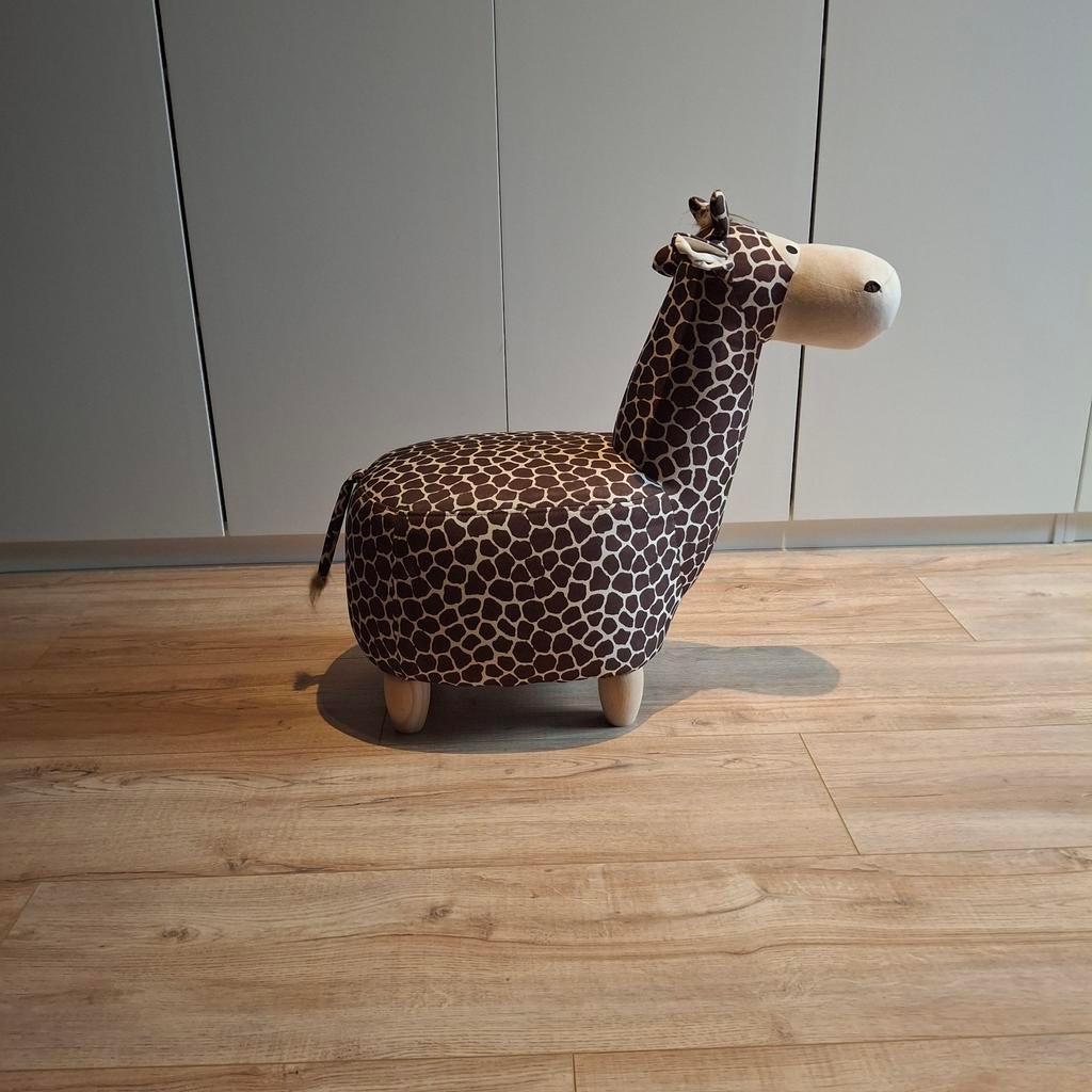 Leuk giraf krukje/poef, Huis en Inrichting, Banken | Voetenbanken en Poefen, Ophalen, Minder dan 50 cm, Rond, Minder dan 50 cm