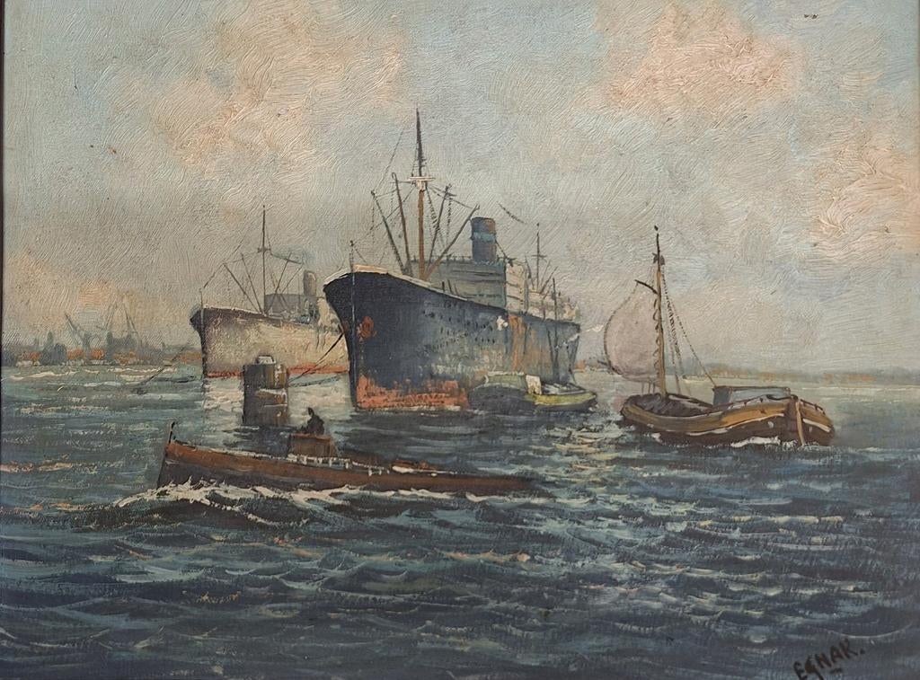Maritiem olieverfschilderij doek op paneel, gesigneerd, Ophalen of Verzenden